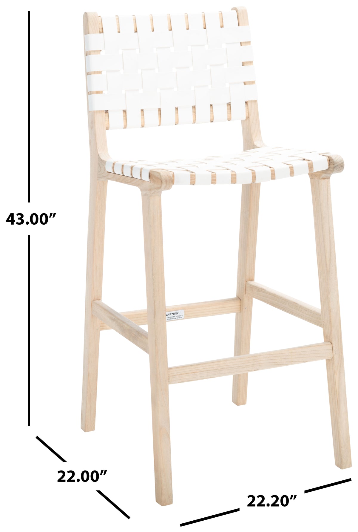 White/Natural Leather Bar Stool W711