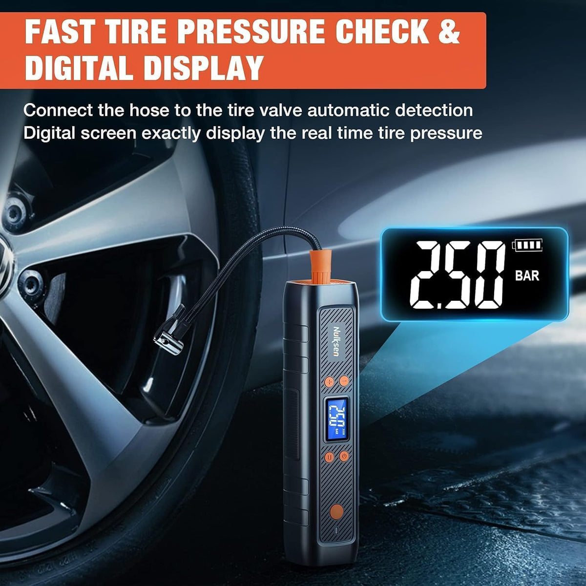 Tire Inflator Portable Air Compressor, 150PSI Cordless Tire Pump with 6000 mAh Rechargeable Lithium Battery, Pack of 2 J5018