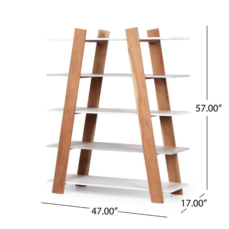 Acacia Wood Bookcase in Natural Gray F3129