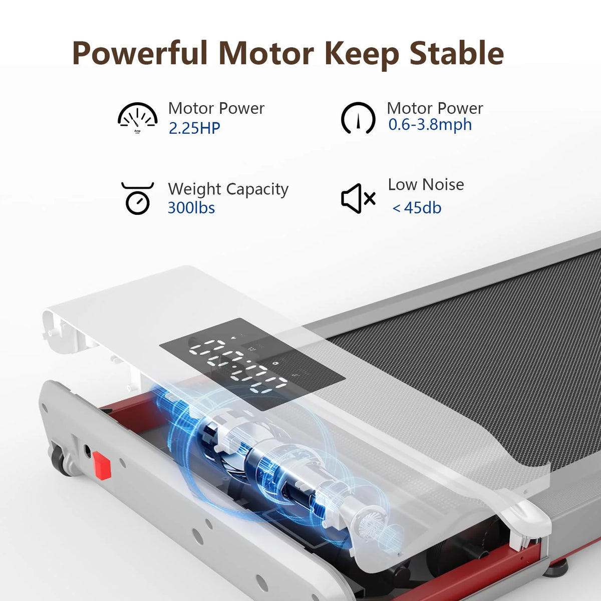300lb 2.5HP Under Desk Treadmill with LED Display U93896