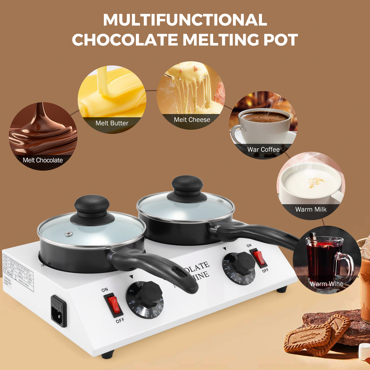 Chocolate Melting Pot, Double Pots Electric Melter A240