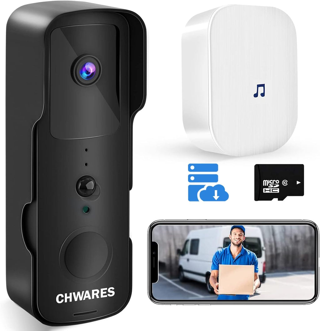 White Wireless WiFi Video Doorbell Camera with Chime Y660886