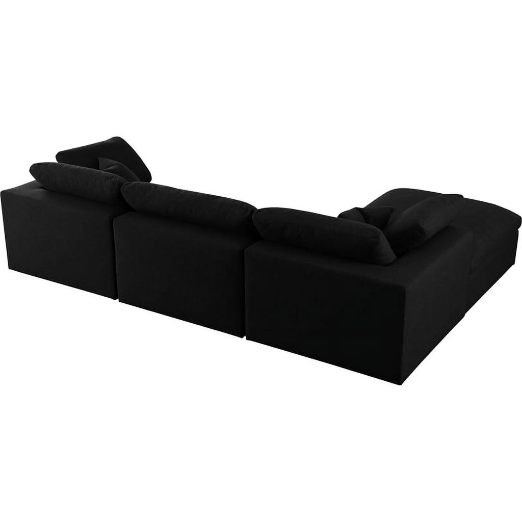 Black Linen Fabric Modular Sectional W420464