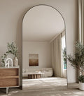 30"x71" Black Arched Full Length Mirror with Aluminum Alloy Frame I133