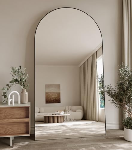 30"x71" Black Arched Full Length Mirror with Aluminum Alloy Frame I133