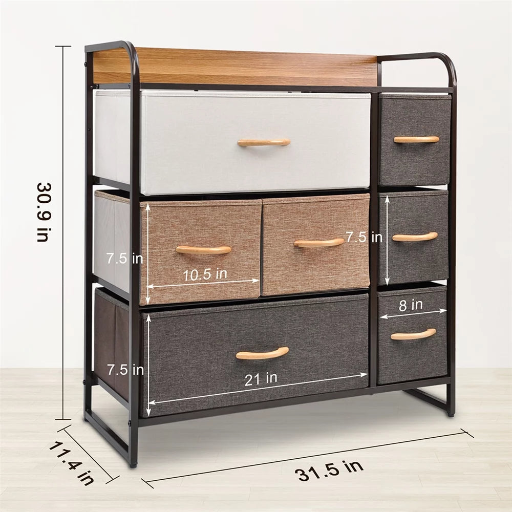 Fabric Drawer Dresser with 7 Drawers W118