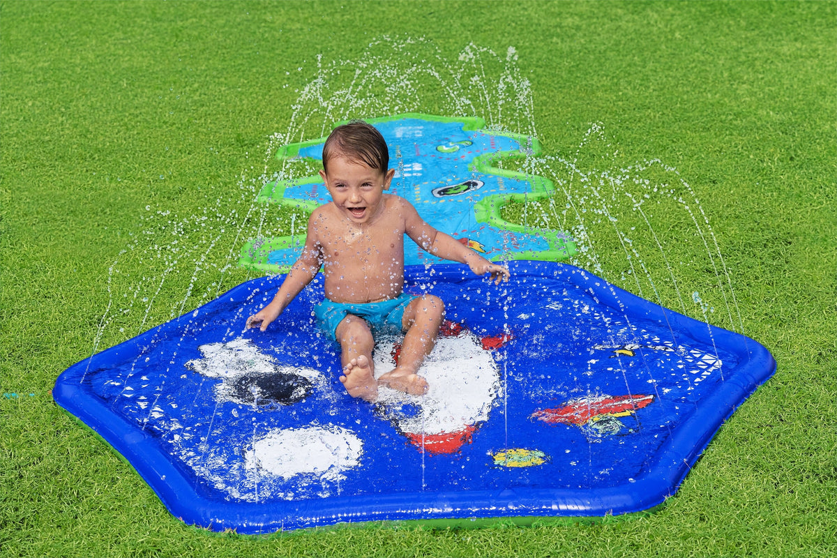 Kids Sprinkler Splash Pad and Inflatable Water Slide I56978