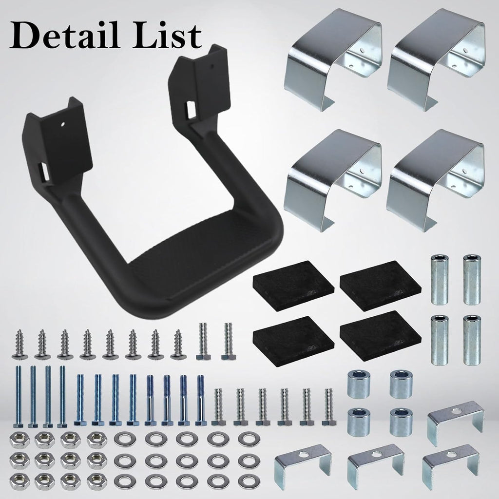 Black Powder Coated Truck Side Step Set - 2 Pieces (1 Pair) with Mounting Brackets M23801