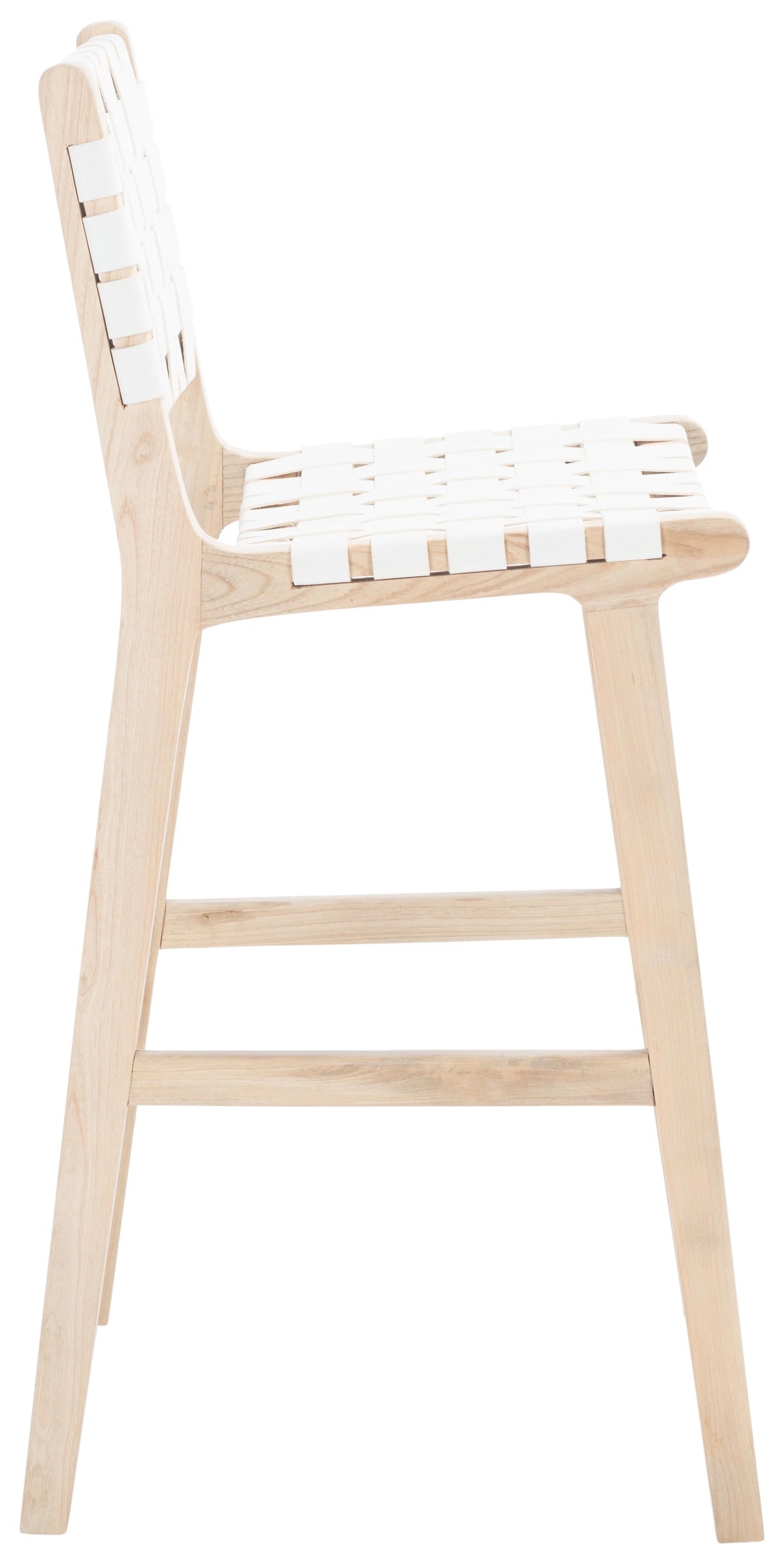 White/Natural Leather Bar Stool W711