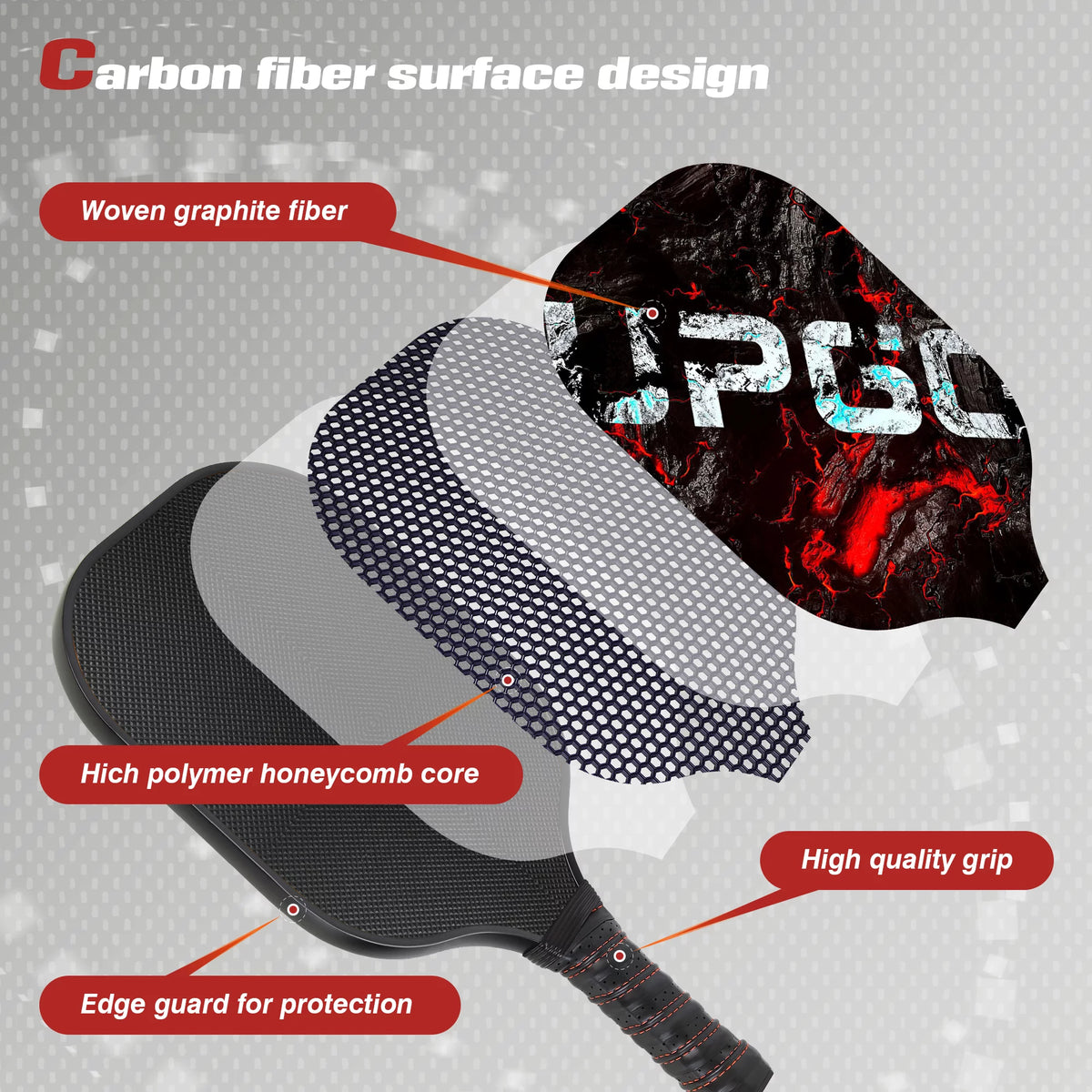 Graphite Fiber Pickleball Paddles Set with 4 Balls and Backpack T456192