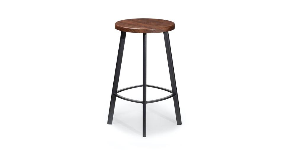 Walnut Counter Stool with Black Metal Base U609