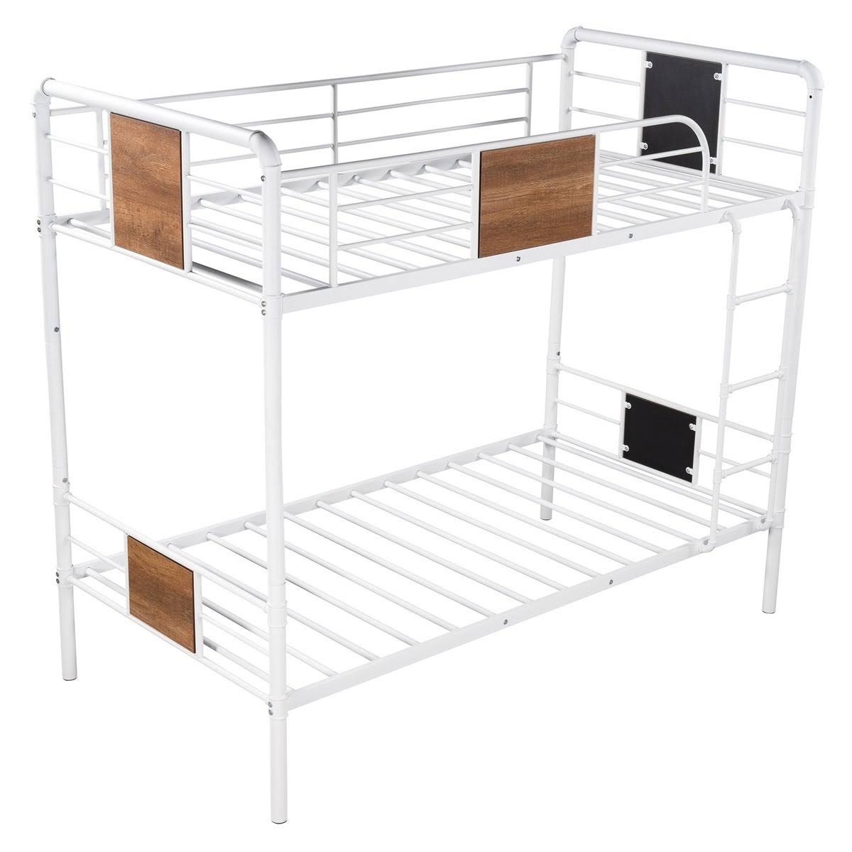 Black Metal and Wood Twin Over Twin Bunk Bed Q8597