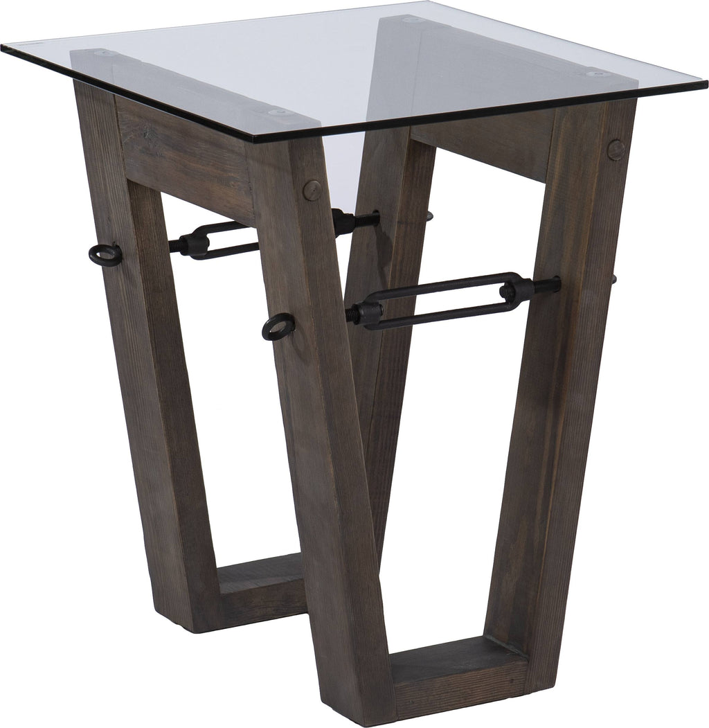 Clear and Brown Reclaimed Wood End Table U7553