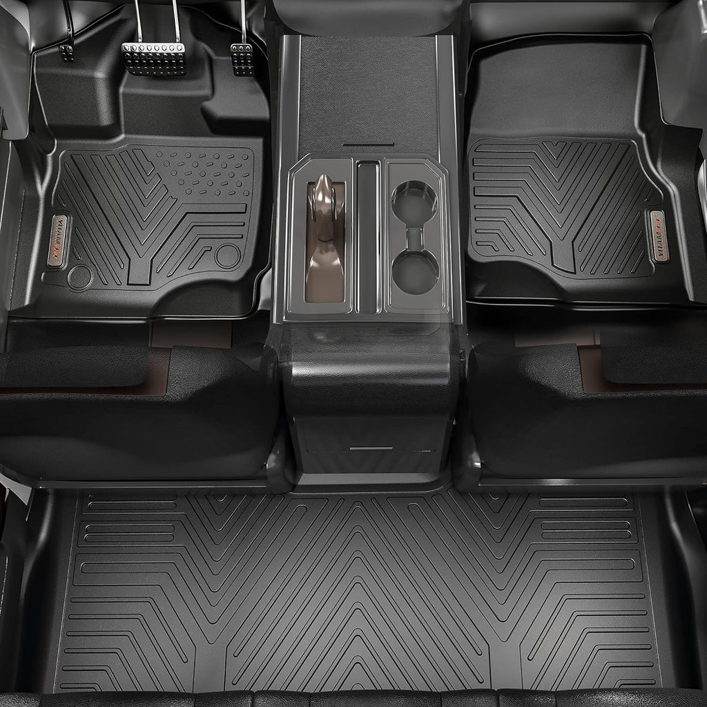 Black Custom Fit Car Floor Mats 3 Rows with Cargo Trunk Liner F904