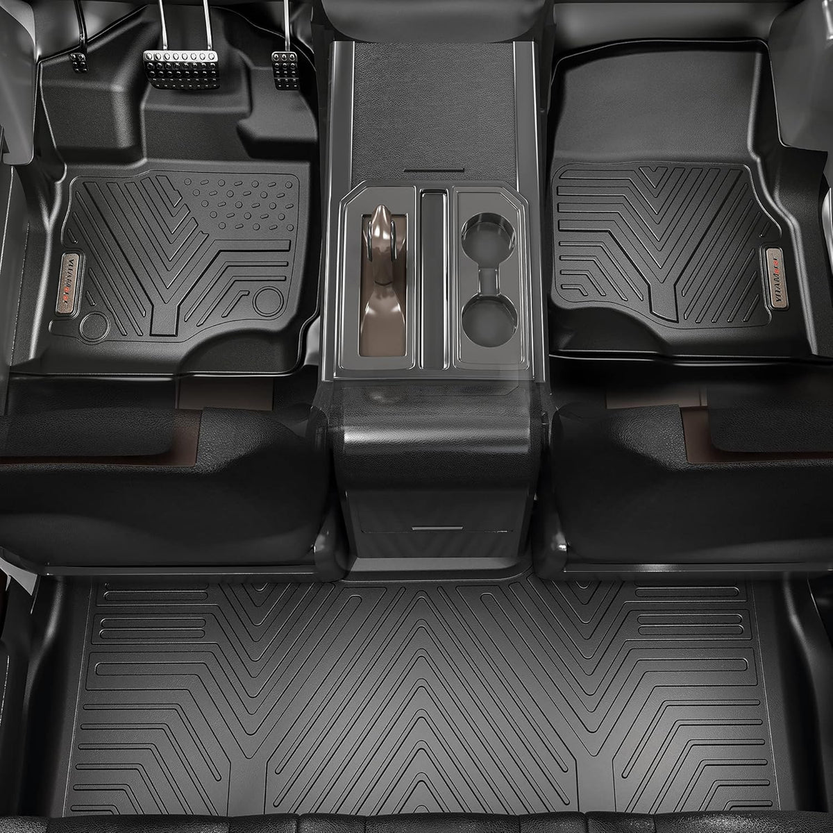 Black Custom Fit Car Floor Mats 3 Rows with Cargo Trunk Liner F904