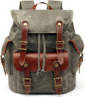 Waxed Canvas Leather Backpack A6205