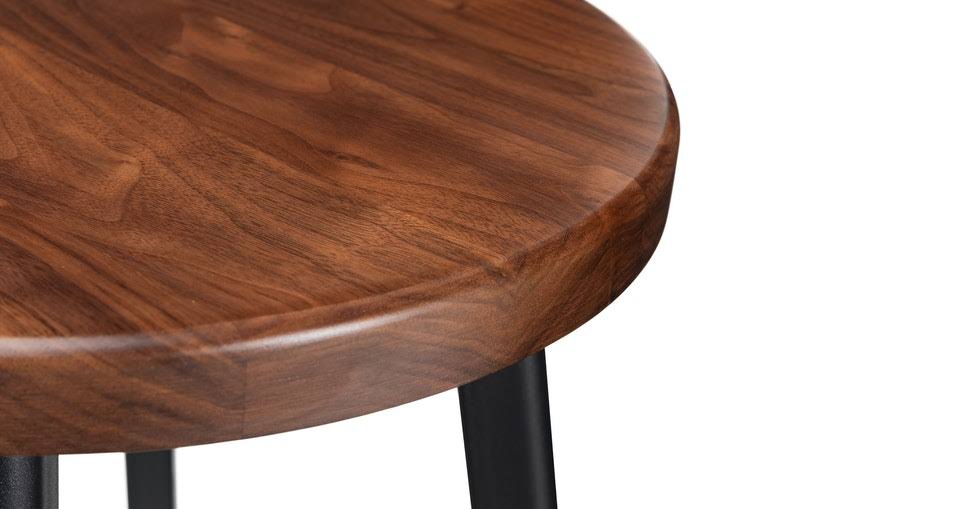 Walnut Counter Stool with Black Metal Base U609