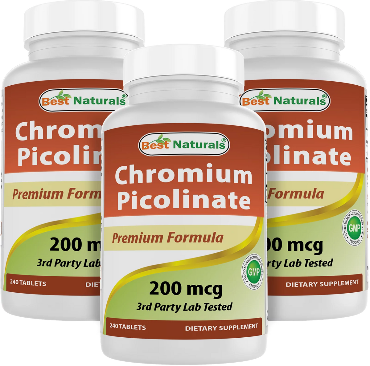3 Pack Chromium Picolinate 200 mcg 240 Tablets M805203