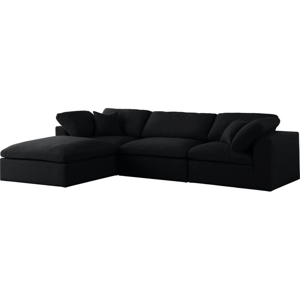 Black Linen Fabric Modular Sectional W420464