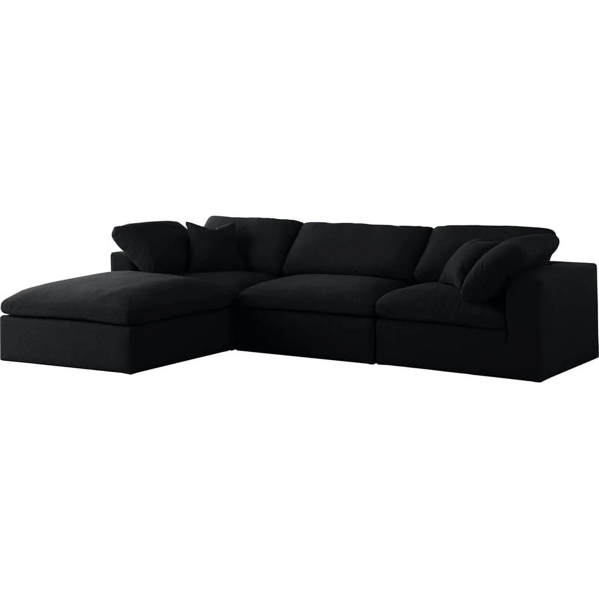 Black Linen Fabric Modular Sectional W420464
