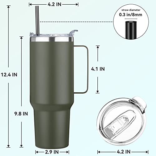 40 oz Stainless Steel Vacuum Insulated Tumbler with Handle (Black, 1) I6455