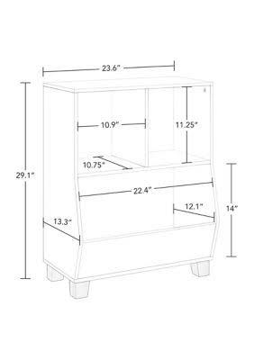 White Toy Organizer with 2 Gray Bins X932