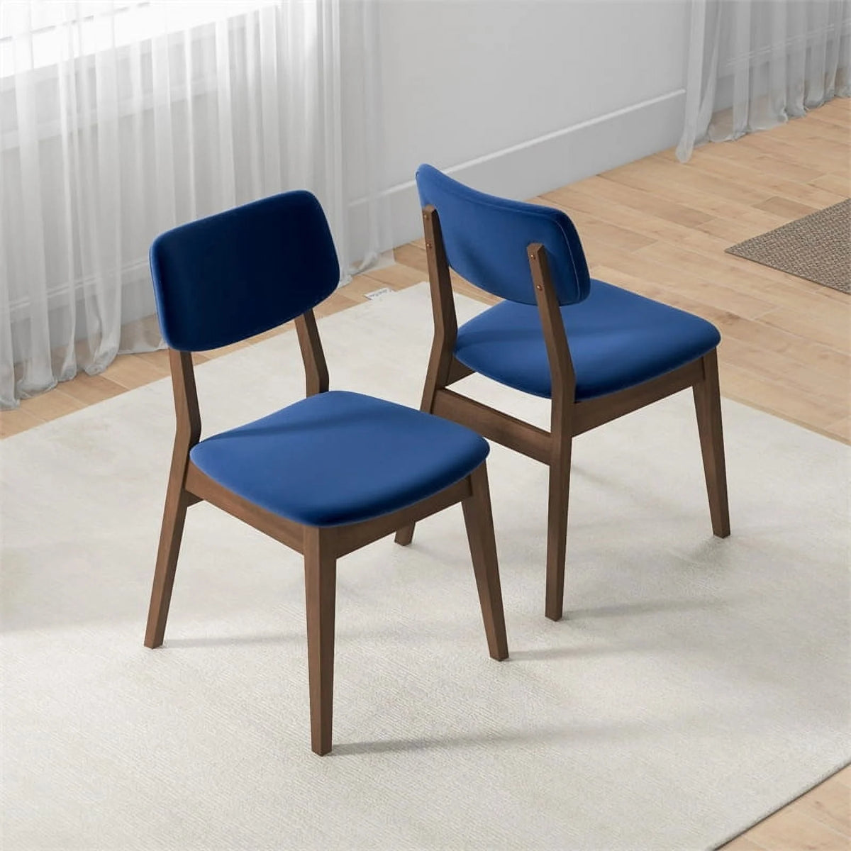 Blue Velvet Dining Chair Set of 2 F740