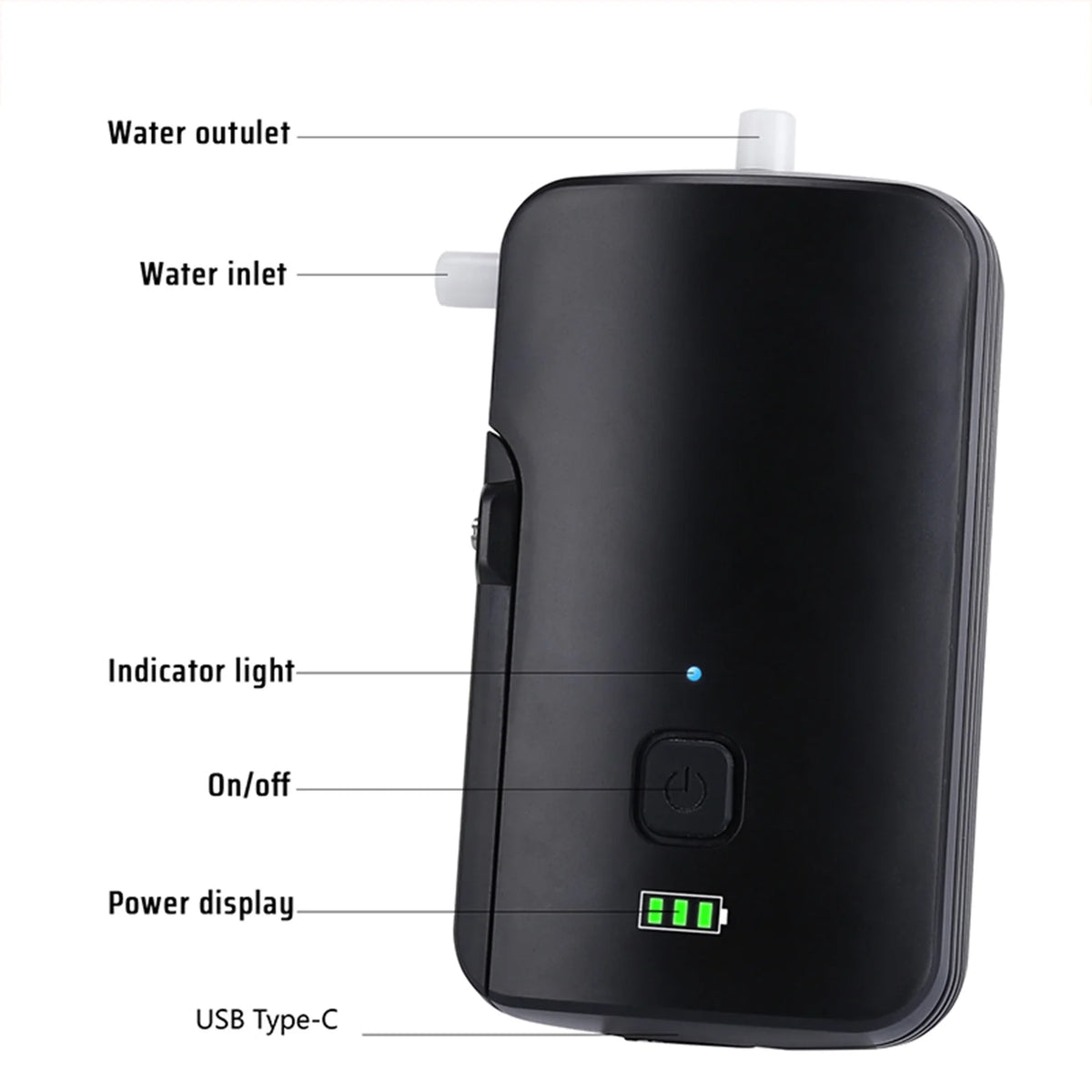 Portable Electric Shower with Battery Power Display, 2 Mode 4400mAh USB Rechargeable, 8.2ft Y925
