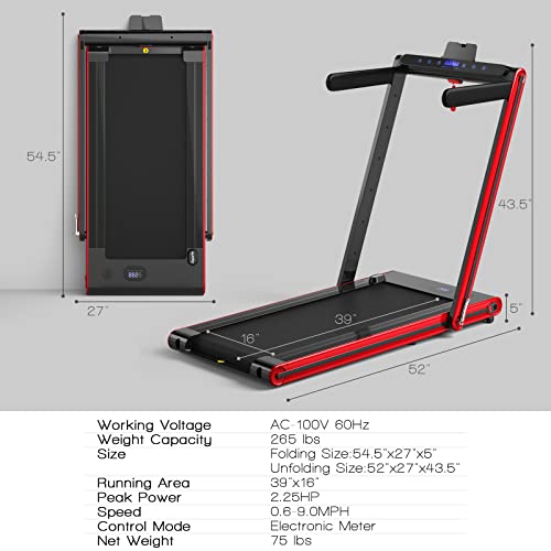 2 in 1 Folding Treadmill with LED Display N39159