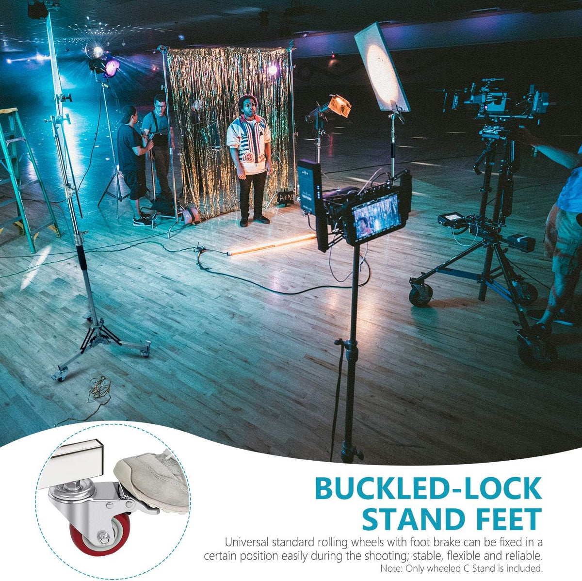 Heavy Duty Light Stand with Casters, Adjustable Tripod Stand, 100% Stainless Steel, Max Height: 10ft/305cm F310