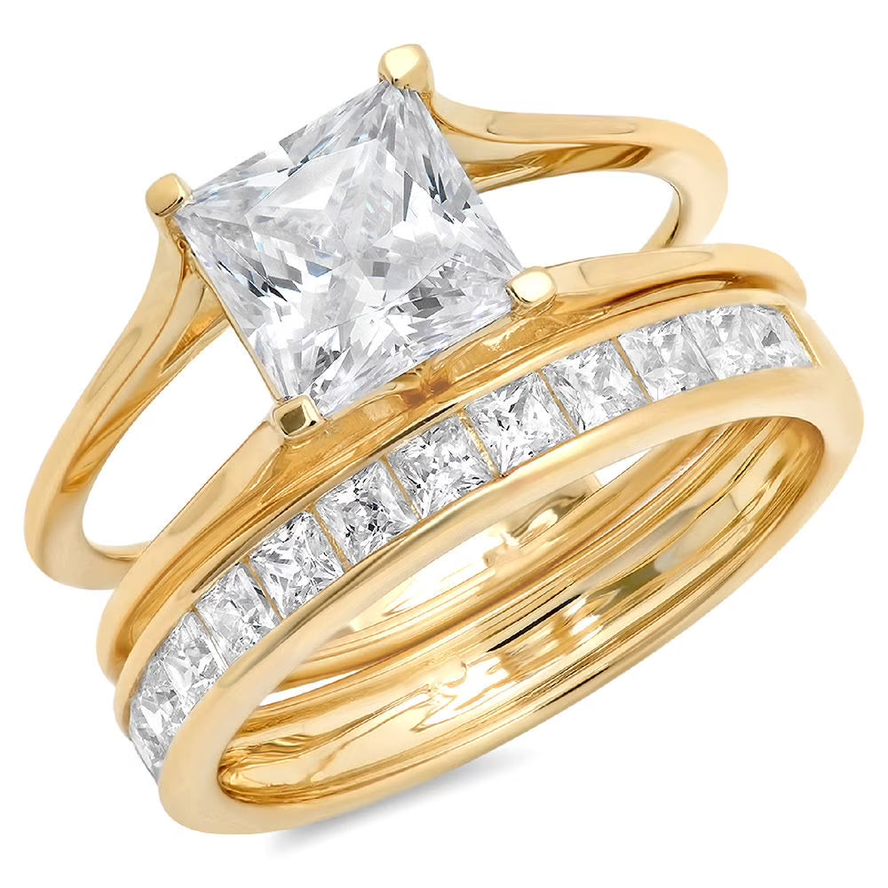 18K Yellow Gold Solitaire Bridal Set SZ 3.5 I8498