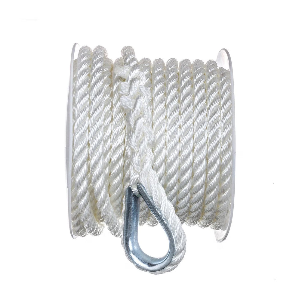 White 3-Strand Twisted Nylon Anchor Line Rope, 3/8 In. X 50 Ft. L383