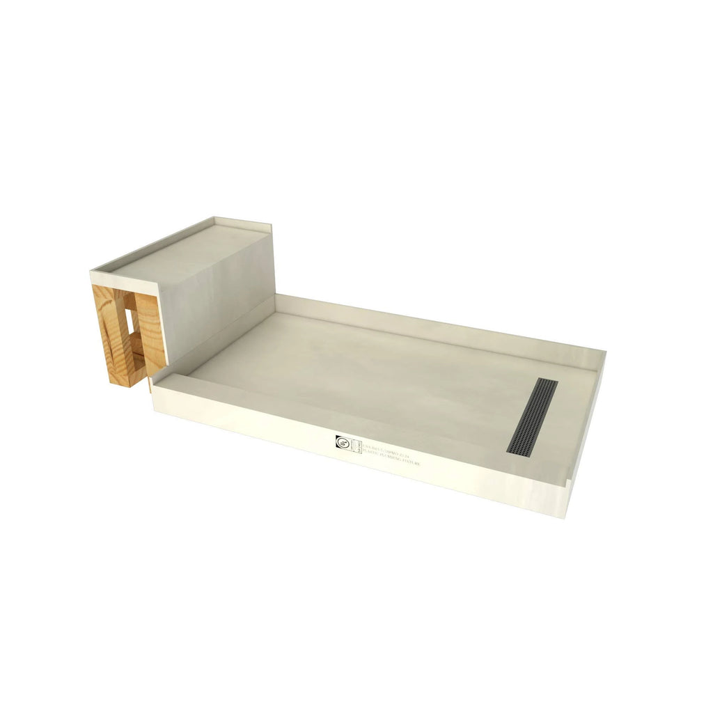 Brushed Ni Rectangular Shower Base with Right Drain U8741