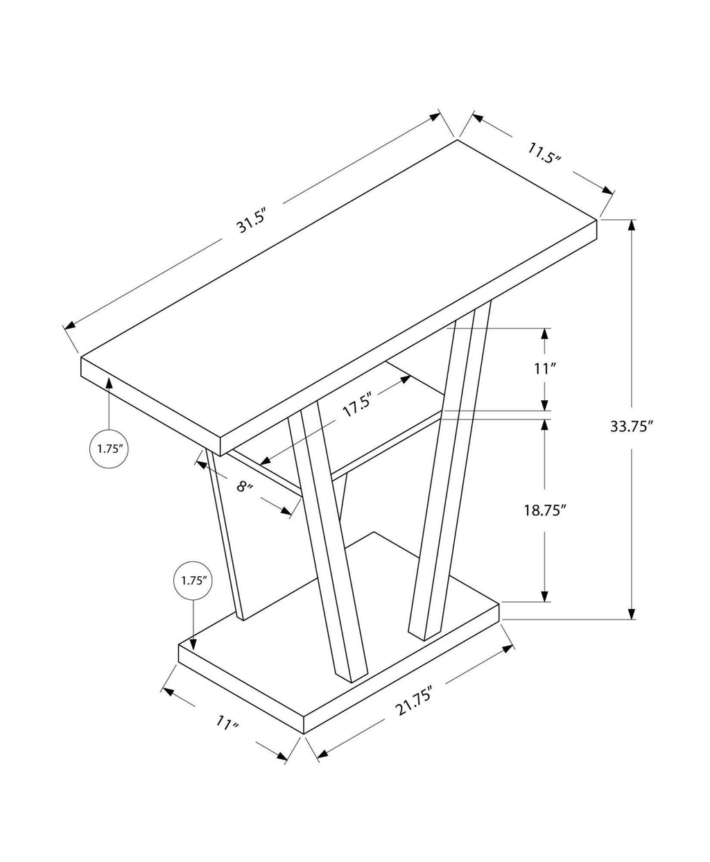 Cappuccino Finish Hollow Core Accent Table Q4154