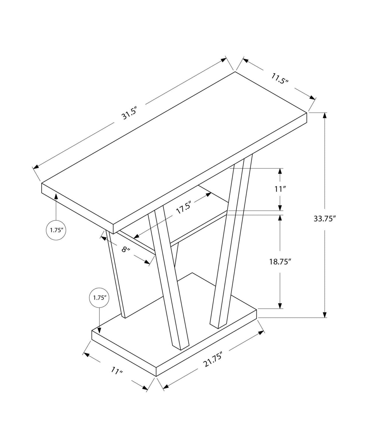 Cappuccino Finish Hollow Core Accent Table Q4154