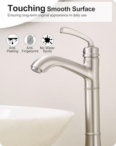Brushed Nickel Single Handle Vessel Sink Faucet with Pop-Up Drain N22337