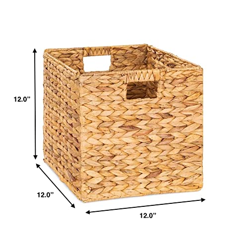 12x12in Water Hyacinth Woven Storage Baskets (4 Packs) O111894