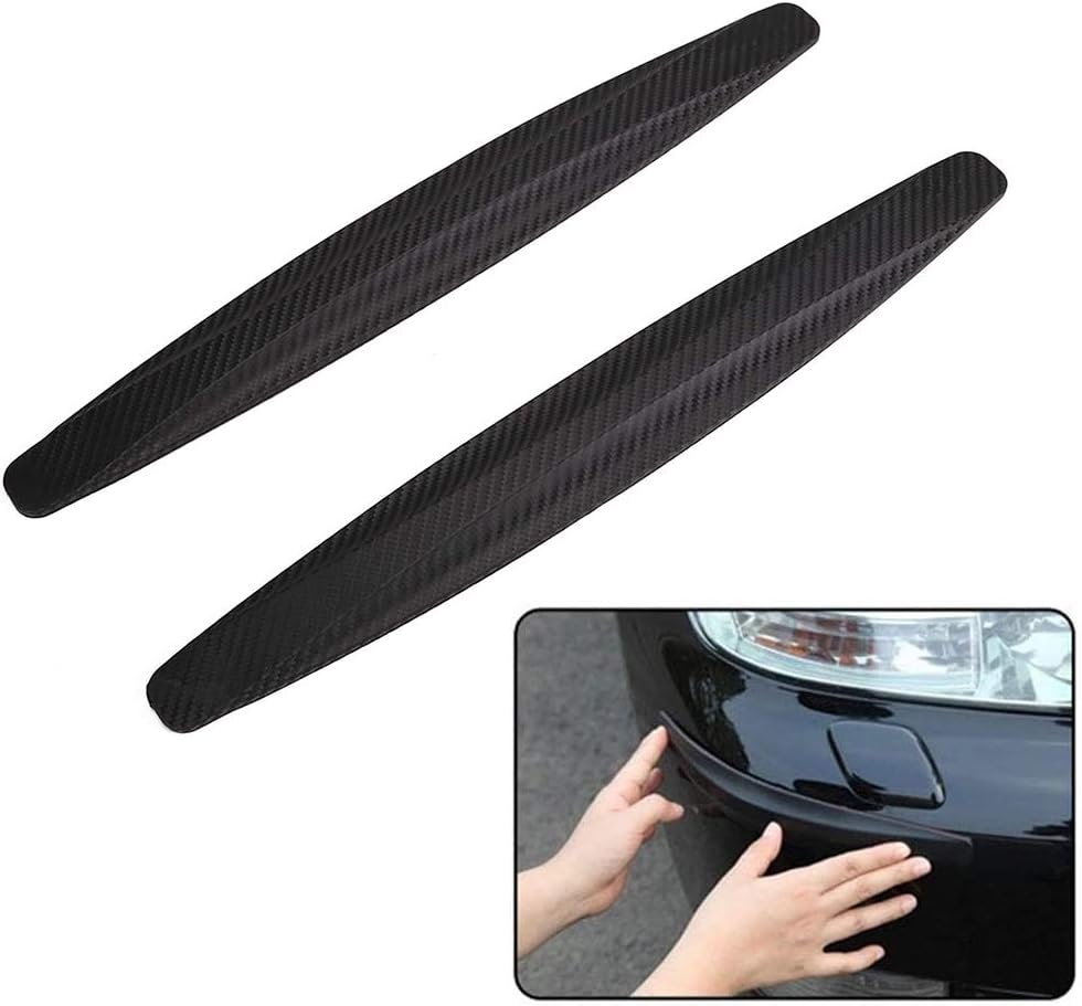 Car Front Rear Bumper Protector Anti-Collision Rubber Strips Pack of 2 White I750