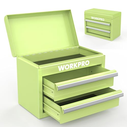 Mini Metal Tool Box with 2 Drawers and Top Storage, Cold Rolled Steel Toolbox A319
