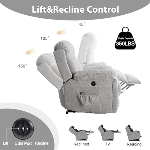 Large Power Lift Recliner Chair with Massage and Heat, Dark Gray U931090