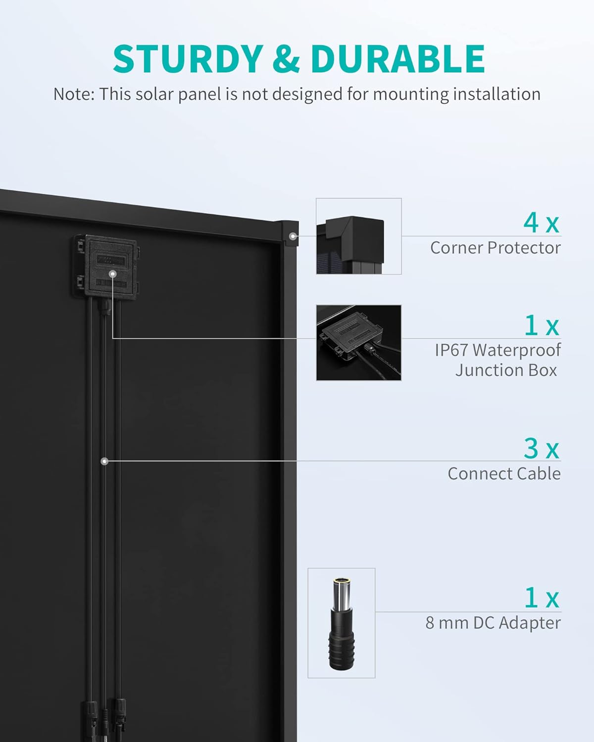 100 Watt Portable Monocrystalline Solar Panel W782881