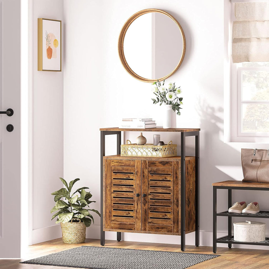 Rustic Brown Floor Storage Cabinet with Hidden Adjustable Shelf G221769