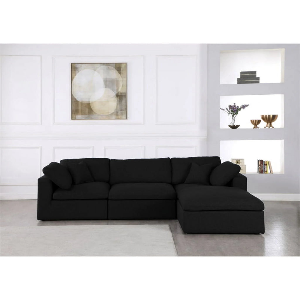 Black Linen Fabric Modular Sectional W420464