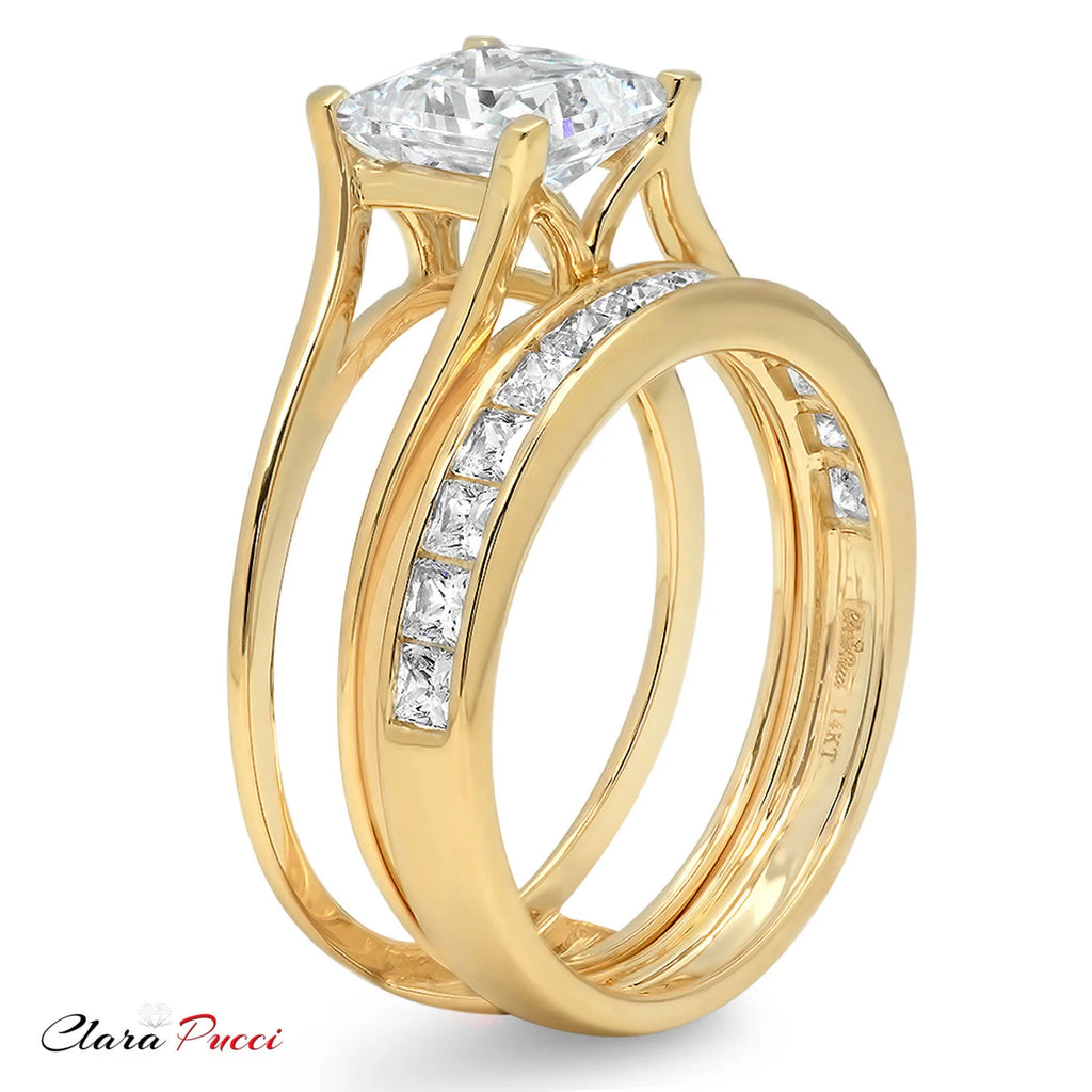 18K Yellow Gold Solitaire Bridal Set SZ 3.5 I8498