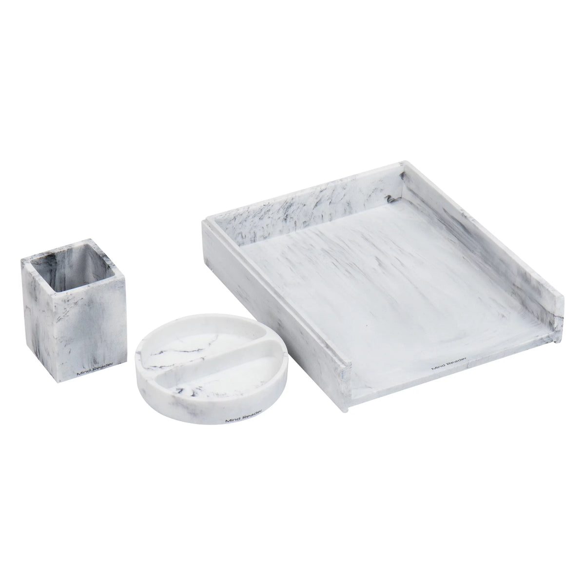 3 Pc White Resin Office Set X97928