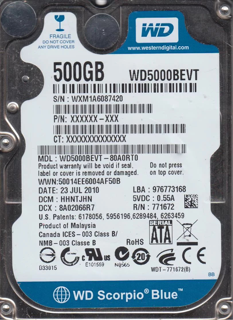 500GB SATA 2.5 Hard Drive E119782