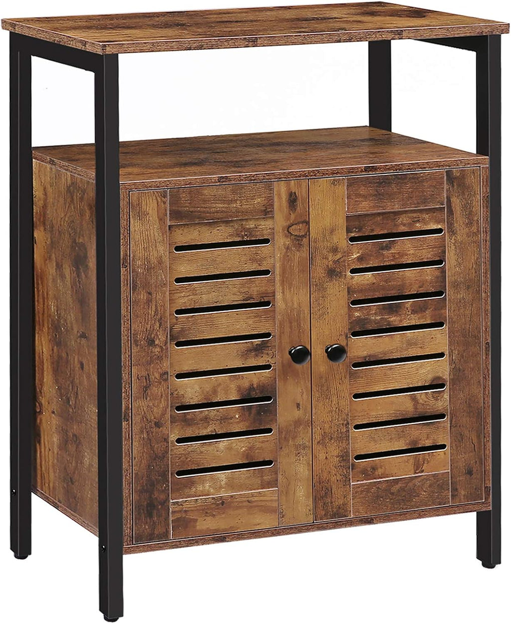 Rustic Brown Floor Storage Cabinet with Hidden Adjustable Shelf G221769
