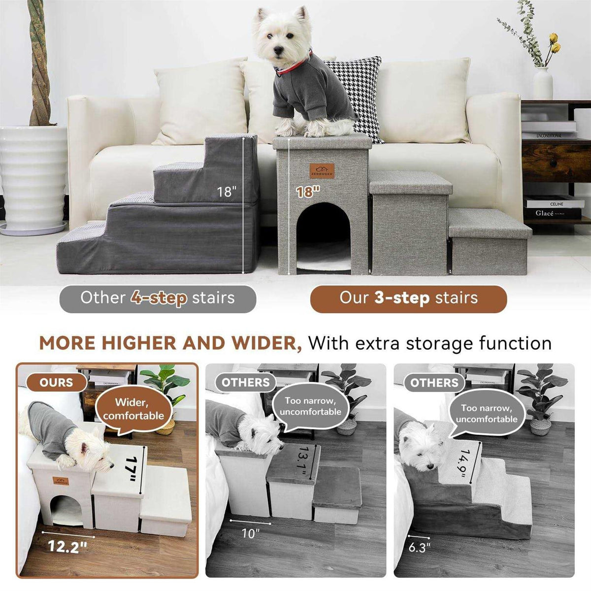 Foldable Dog Stairs with Storage O30177