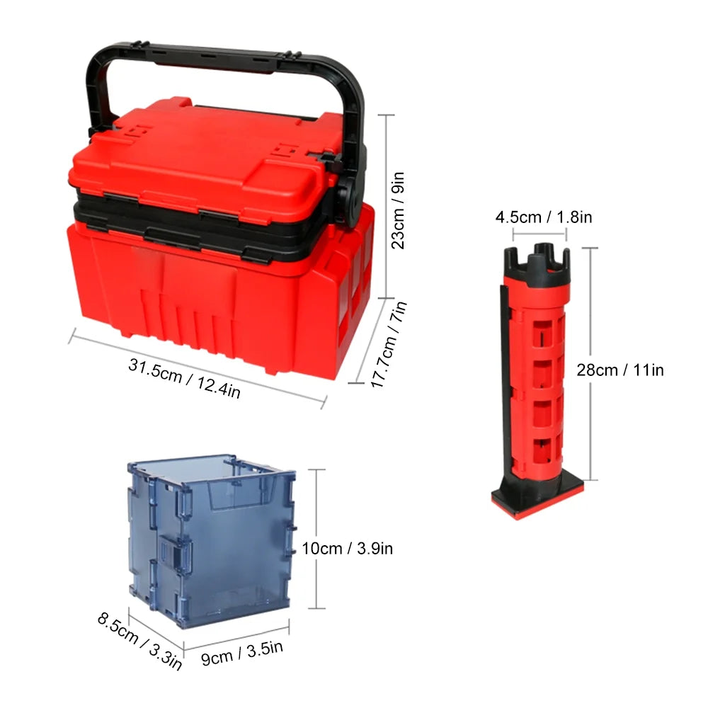 Fishing Box Travel Case with Bottle Holder and Rod Stands Tubes H515