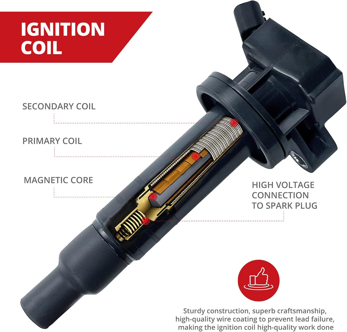Set of 4 Ignition Coil for Toyota Celica Corolla Matrix MR2 1.8L L4, Chevrolet Prizm, Pontiac Vibe K91390